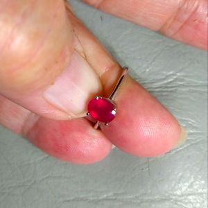 🛑 FIRM ON PRICE🛑AAA* *MADAGASCAR RUBY* STERLING FACETED RING. SIZE-5.